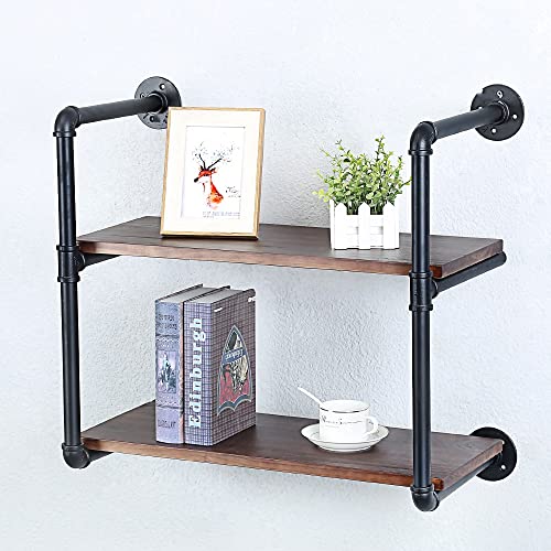 Industrial Pipe Shelves With Wood Planks
