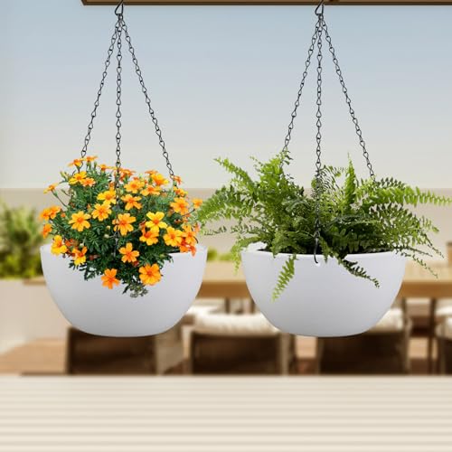 12 inch Large Hanging Planters for Indoor Outdoor Plants (2 Count)