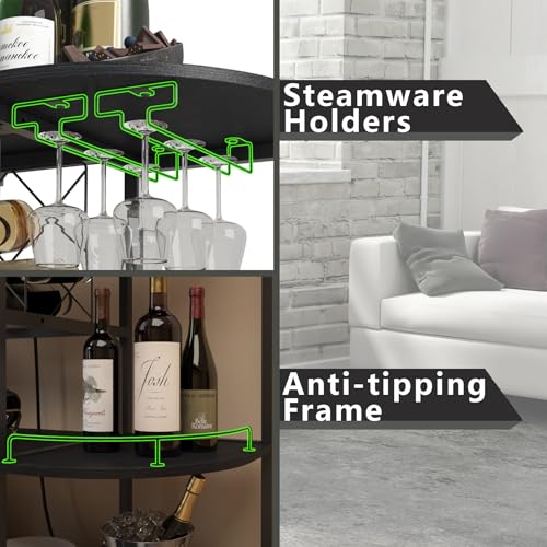 Wine Cabinet Coffee Table with Power Socket and LED Light