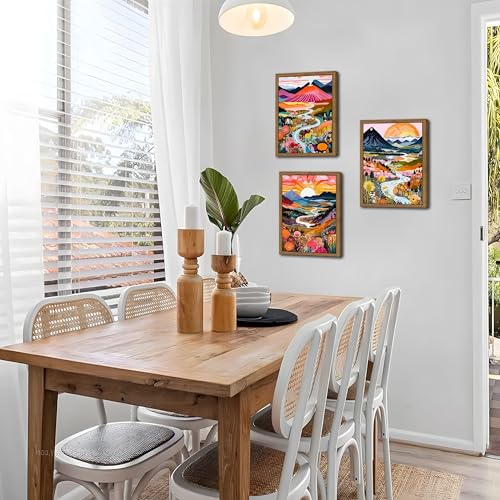 Wood Frame Boho Colorful Wall Art