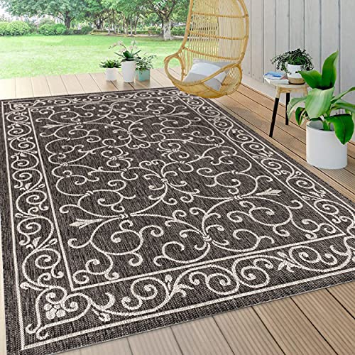 Vintage Filigree Indoor Outdoor Area Rug 8X10 Black