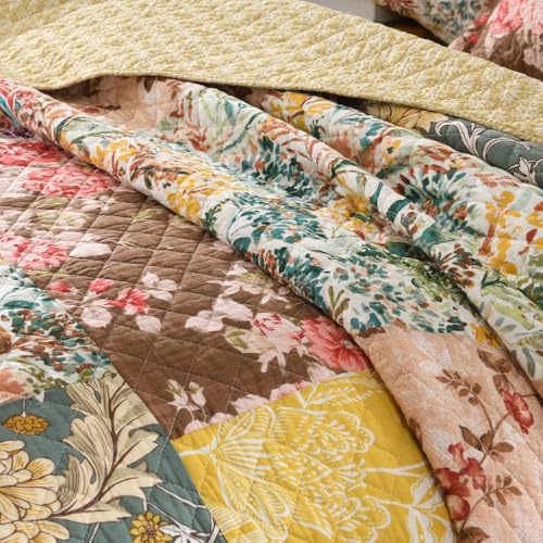 Cotton Bedspread Luxury Vintage Paisley Floral Patchwork Quilt Yellow Bedding Sets