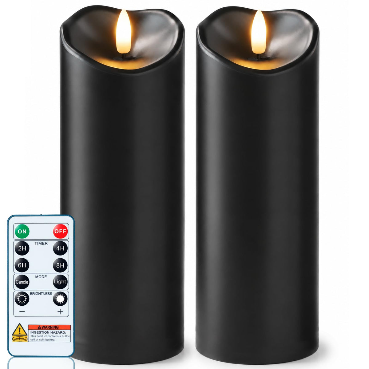 Halloween Black Waterproof LED Candles with Remote Timer