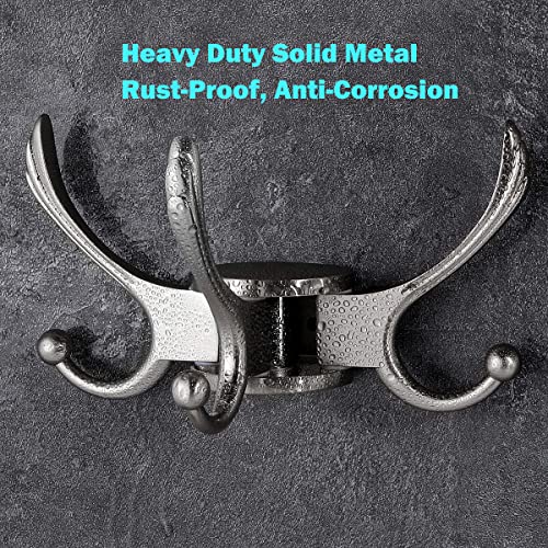 Swivel Coat Hook 2 Pack Heavy Duty Space Saving Towel Rope Hook Wall Mount Triple Swing Arms for RV Bathroom Kitchen Garage (2 Count)