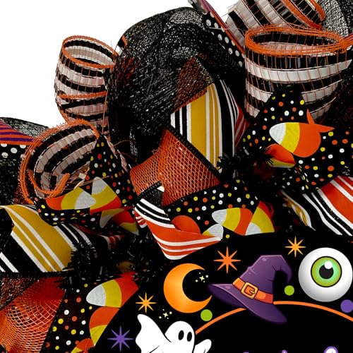 Trick or Treat Halloween Candy Wreath Available in 24 inch or 28 inch Diameter Indoor