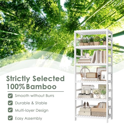 6 Tier Bamboo Shelf with Adjustable Shelves