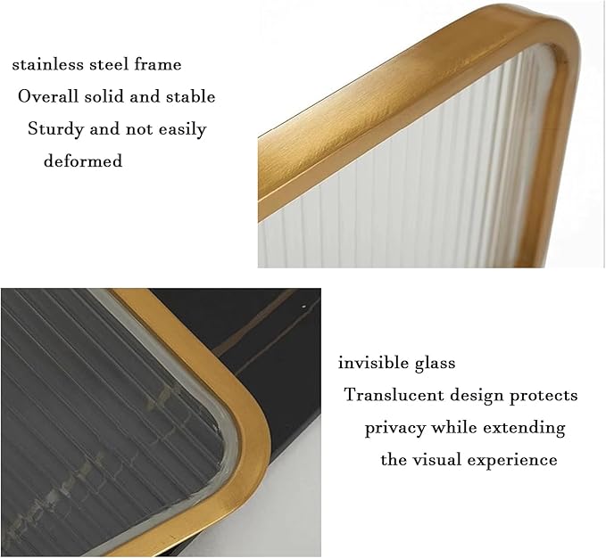 Countertop Low Fence Divide,Restaurant Decorative Partitions Grille,Dividers for Dining Areas,Office Furniture Partitions,Gold Stainless Steels Frame Tempered Glass Panel(47.24 * 11.8IN)