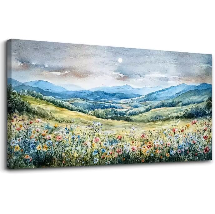 Large Wall Art For Living Room Canvas Wall Decor For Bedroom Field Scenery Watercolour Wall Painting Office Decor Stretched And Framed Pictures Printing Artwork Home Decor Mural 20x40 In