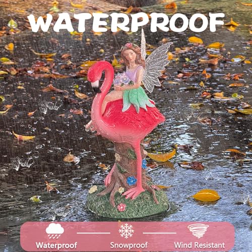 Solar Fairy & Flamingo Garden Decor Statue
