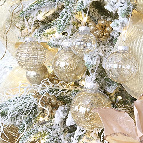 16 Pack Clear Christmas Ball Ornaments with Fillers (16 Count)