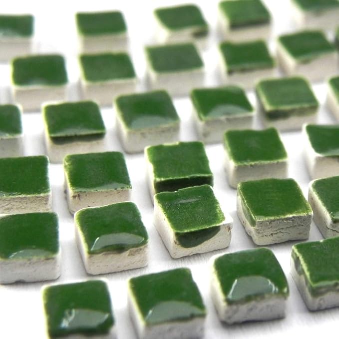 DIY Projects for Adults, 1000 Mini Ceramic Mosaic Tiles for Crafts, 3/16 inch 5mm Leaf Green, WG01