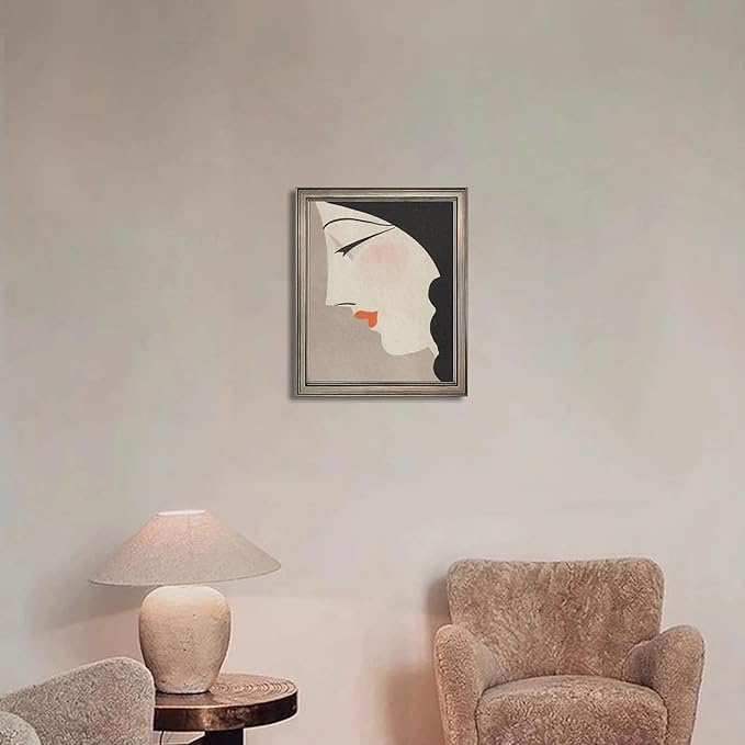 Framed Vintage Japanese Wall Art Woman Portrait Painting Asian Home Decor Girl Room Bathroom Decor