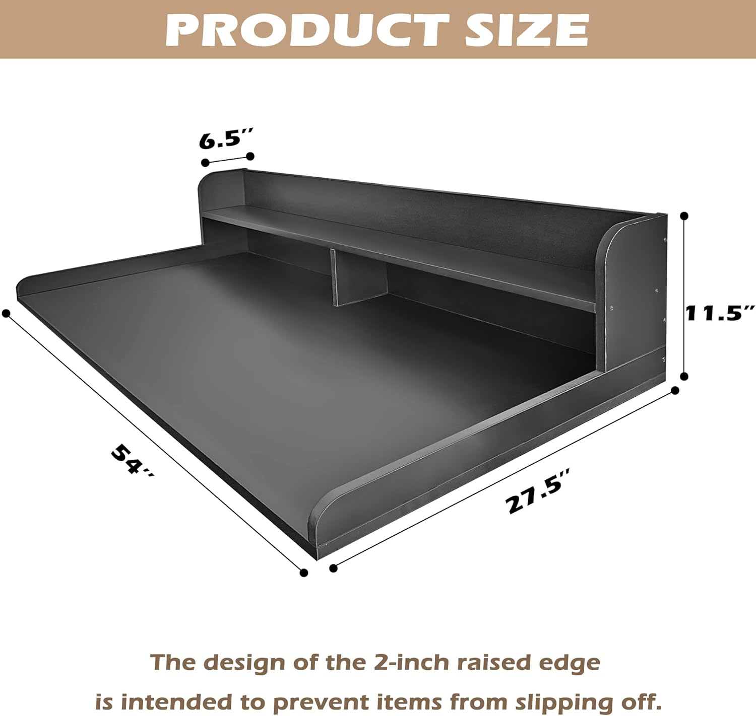 Royxen Laundry Countertop with 2-Tier Shelf Universal Fit, Washer and Dryer Countertop with Storage Space, Shelf Height 11.5 Inches, Solid Wood, Black - NestledHome
