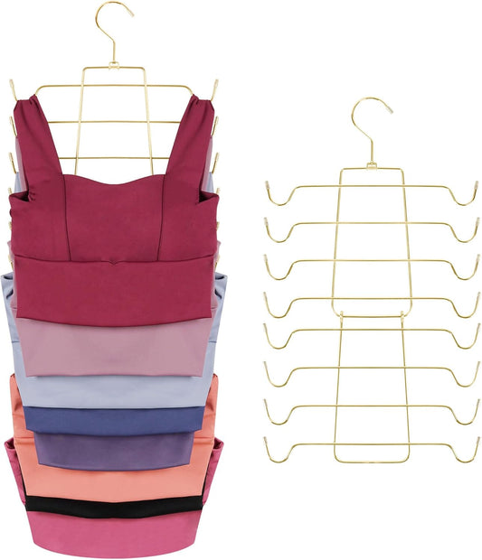 ZEDODIER Tank Top Hanger, 2 Pack Space Saving Bra Hangers, Non-Slip Hanging Sport Bras Holder, Closet Organizers and Storage for Camisoles Tank Tops Bras Ties Swimsuits Strappy Dress, Gold - NestledHome