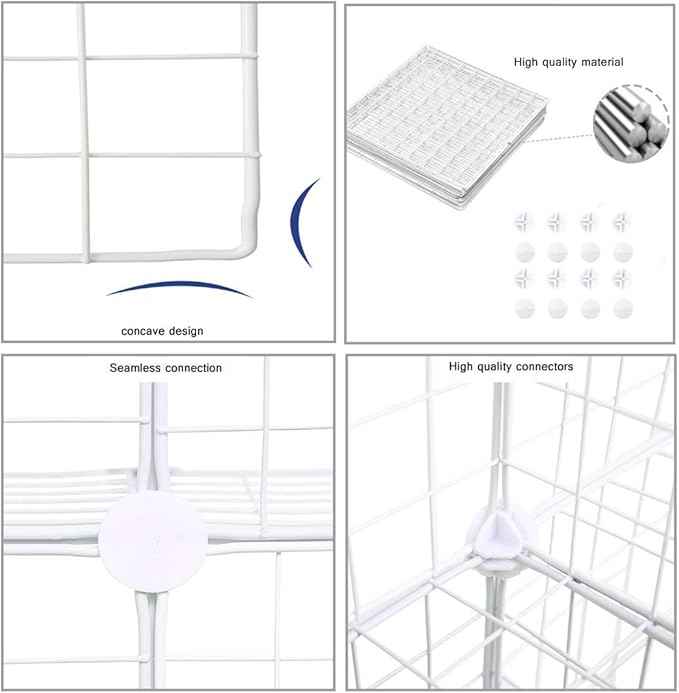 C&AHOME Wire Cube Storage, 6 - Cube Organizer Metal C Grids, Modular Shelves Units, Storage Bins Shelving, Closet Organizer, Ideal for Home, Office, Living Room, 36.6”L x 12.4”W x 36.6”H White