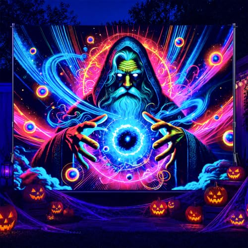 Blacklight Tapestry Cosmic Energy Room Wall Art 78 x 59 Inch