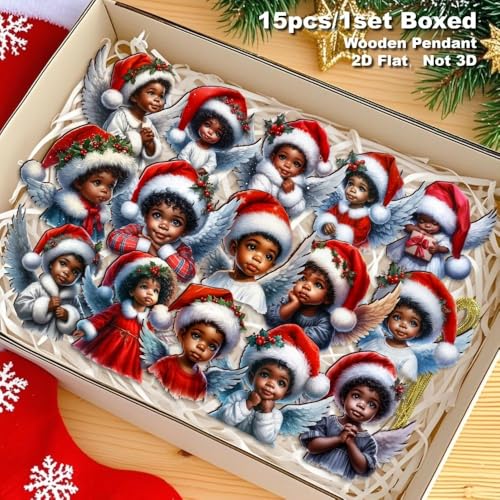 15pcs African American Black Angel Ornaments (15 Count)