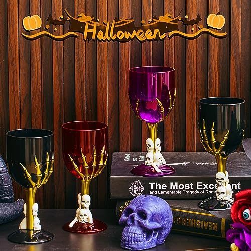 12 Pcs Halloween Skull Claw Goblet Wine Cup 10 oz Gothic Skull Wine Goblet Skeleton Design Cup Creepy Claw Mug for Halloween Party Bar Fancy Haunted House Martini Drinking KTV Store (12 Count)