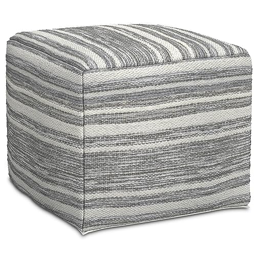 Carina Contemporary Square Woven Pouf in Black Melange