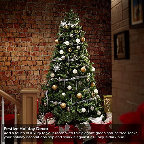 9FT Realistic Green Spruce Unlit Artificial Holiday Christmas Tree with Sturdy Metal Stand