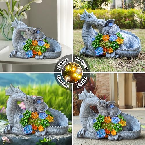 Solar Dragon Statue with LED Lights