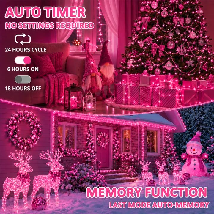 2 Pack 200 LED Battery Operated String Lights