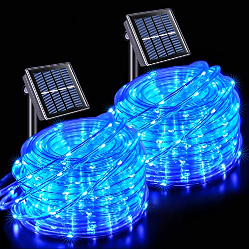 2 Pack 100 LED Blue Solar Rope Lights (72 Foot)
