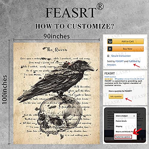 The Raven Tapestry Gothic Skull and Raven Dictionary Tapestry