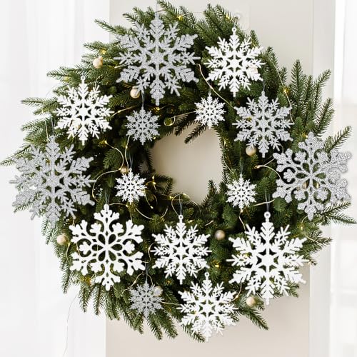 White and Silver Christmas Snowflake Ornaments (36 Count)