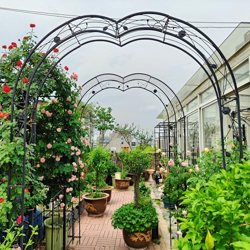 Metal Garden Arch 98.4" H Garden Arbor Trellis for Outdoor Climbing Plants Support Rose Lawn Tall Large Scale Event Arch
