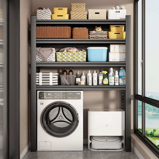 Laundry Shelf,5 Tier Over Washer and Dryer Storage Shelves,Adjustable Easy to Install,Space Saver Laundry Shelf Organizer,Utility Shelves for Balcony (with fence-78 H*18" D*47.24" W) - NestledHome