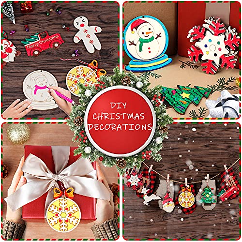 60PCS DIY Wooden Christmas Ornaments