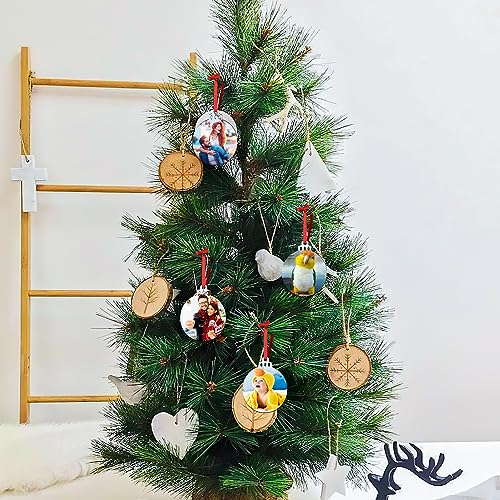 Personalized Christmas Ornaments 2025 Wood Custom Picture Text Hanging Ornament Customized Christmas Tree Decorations Keepsake Gift for Family Couples Xmas Tree Home Decor