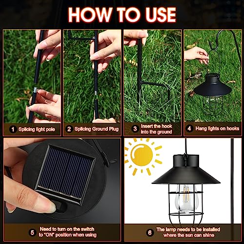 4 Pack 31 in Hanging Solar Light Outdoor with Shepherd Hook (4 Count)