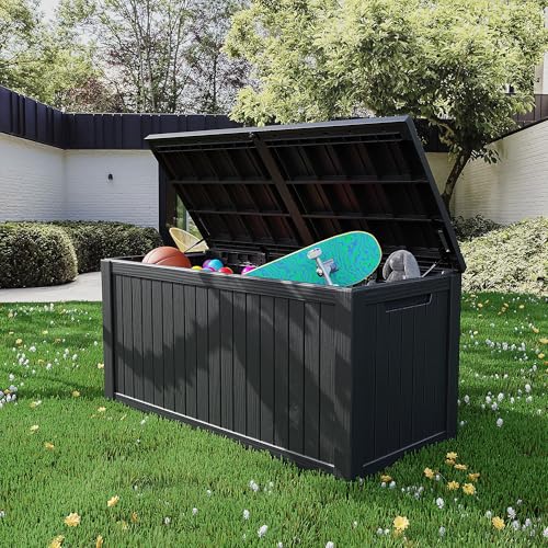 200 Gallon Outdoor Storage Box Waterproof Lockable Resin Deck Box Large