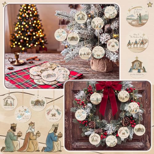 60 Pcs Christmas Ornaments Nativity Scene Wooden (60 Count)