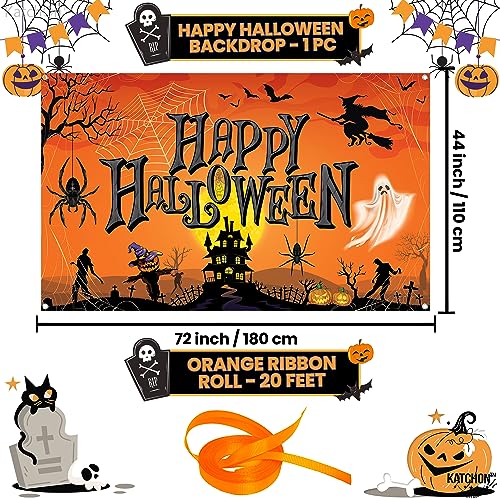 Orange Happy Halloween Banner 72x44 Inch