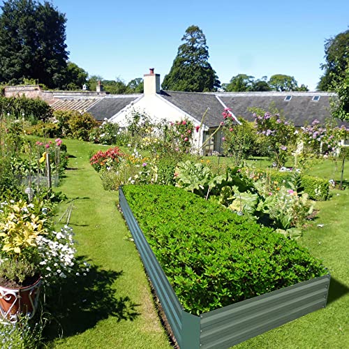 8x4x1ft Green Metal Raised Garden Bed Kit