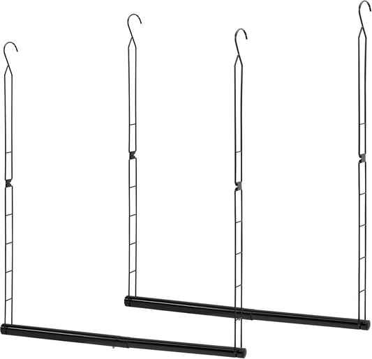 STORAGE MANIAC Hanging Closet Rod, Adjustable Width and Height Closet Hanging Organizer, Space-Saving Clothes Hanging Bar, Closet Extender Hanging Rod Double Closet Hanging Rod, 2 Pack Black - NestledHome