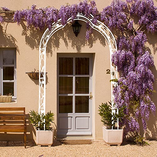 Metal Garden Arch 98.4" H Garden Arbor Trellis for Outdoor Climbing Plants Support Rose Lawn Tall Large Scale Event Arch