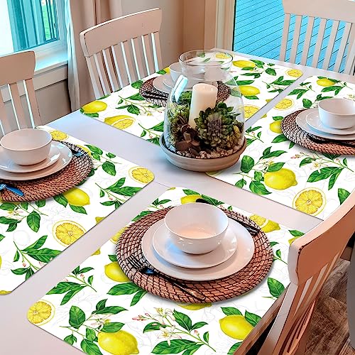 Lemon Placemats Set of 6 Summer Plastic Table Mat 17×13×0.04in (6 Count)