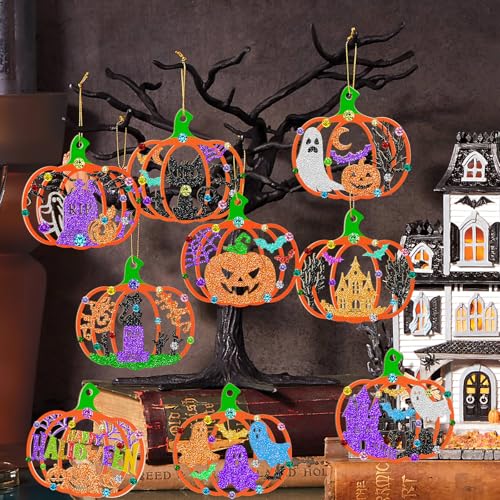 80PCS Wooden Halloween Decoration Pumpkins Ornaments to Paint Happy Halloween Cutouts Unfinished (80 Count)