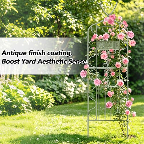 59.5 x 36in Rustic Iron Arch Decoration Garden Trellis with Metal Coating