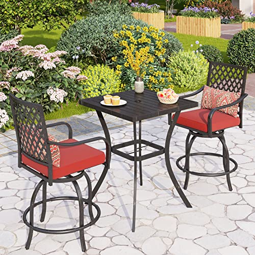 Outdoor Bar Set 3 PCS Patio Bistro Table & Swivel Stools (3 Count)