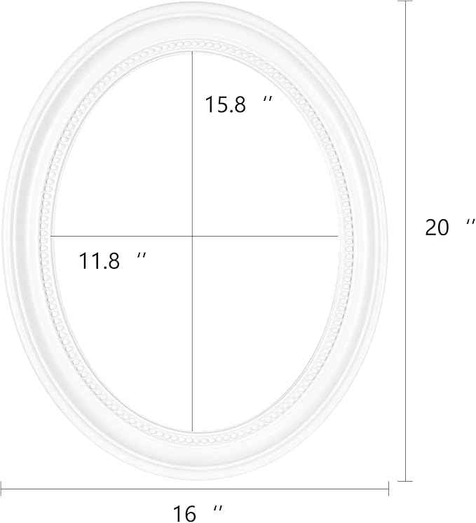 Funerom 20 x 16 inch（Frame Dimensions） White Wall Mirror Oval Bathroom Mirror Bedroom Mirror