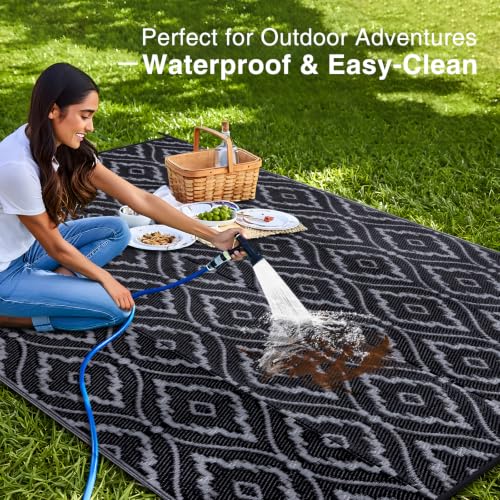 Outdoor Rug 6x9 ft Waterproof Reversible Braided Mat