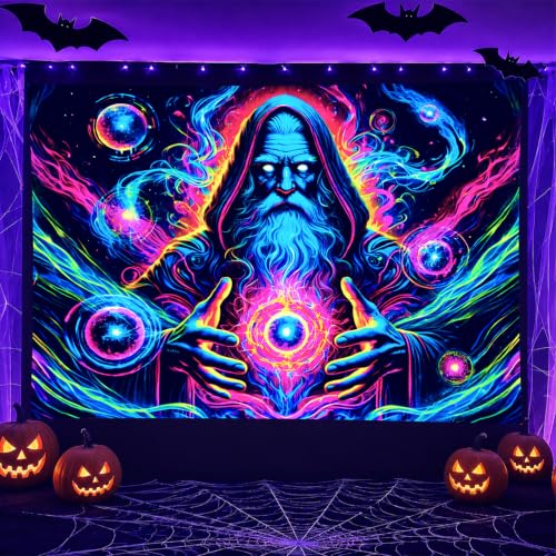 Blacklight Tapestry Wizard Orb Wall Art 78 x 59 Inch