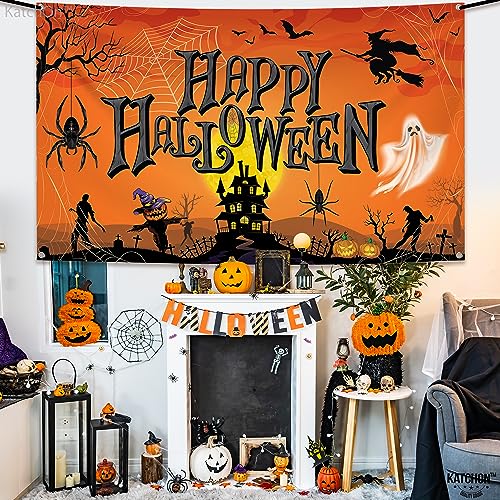Orange Happy Halloween Banner 72x44 Inch