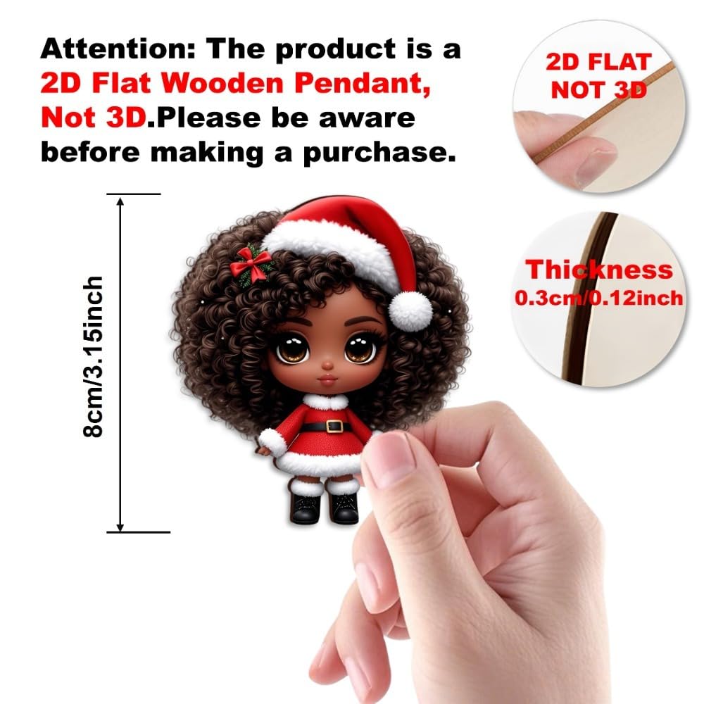 16 Pcs African American Girl Christmas Ornaments (16 Count)