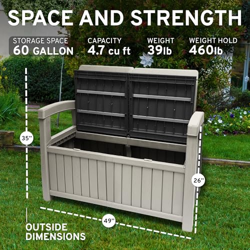 2 Seat Outdoor Storage Bench with Rain Cover